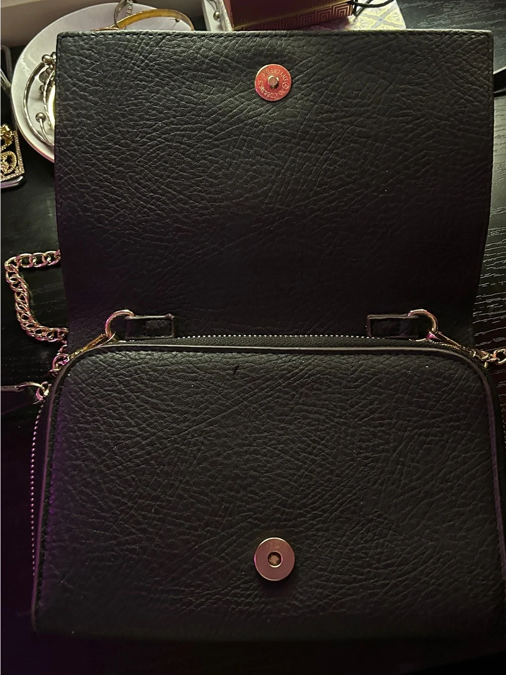 H&M Black Bow Crossbody Bag with Gold Chain
